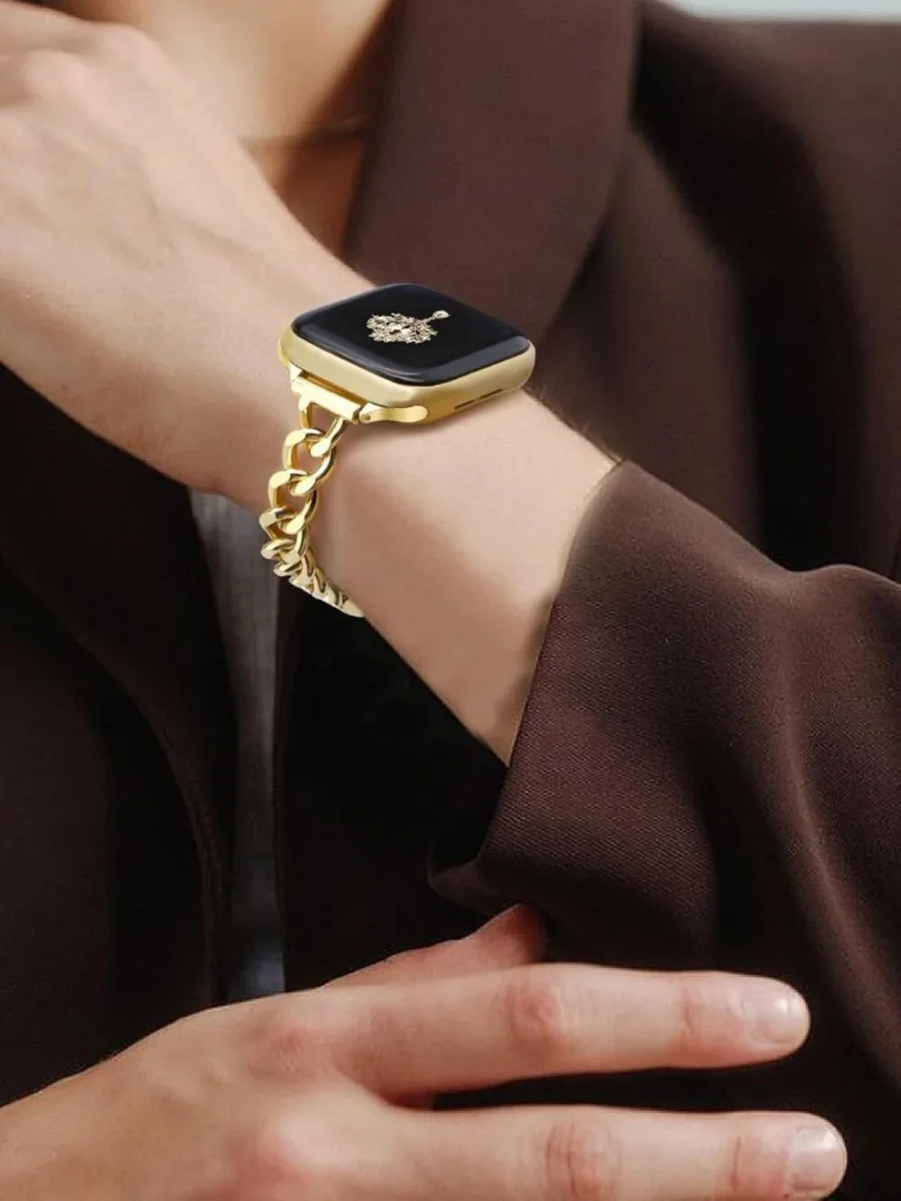Slim Gold Apple Watch Band Women’s Adjustable Metal Chain Strap